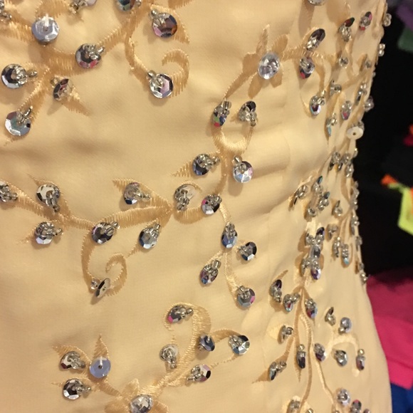 Prom Dress yellow rhinestones sequins - Picture 7 of 7